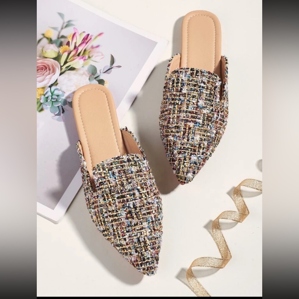 Tweed Flat Mules